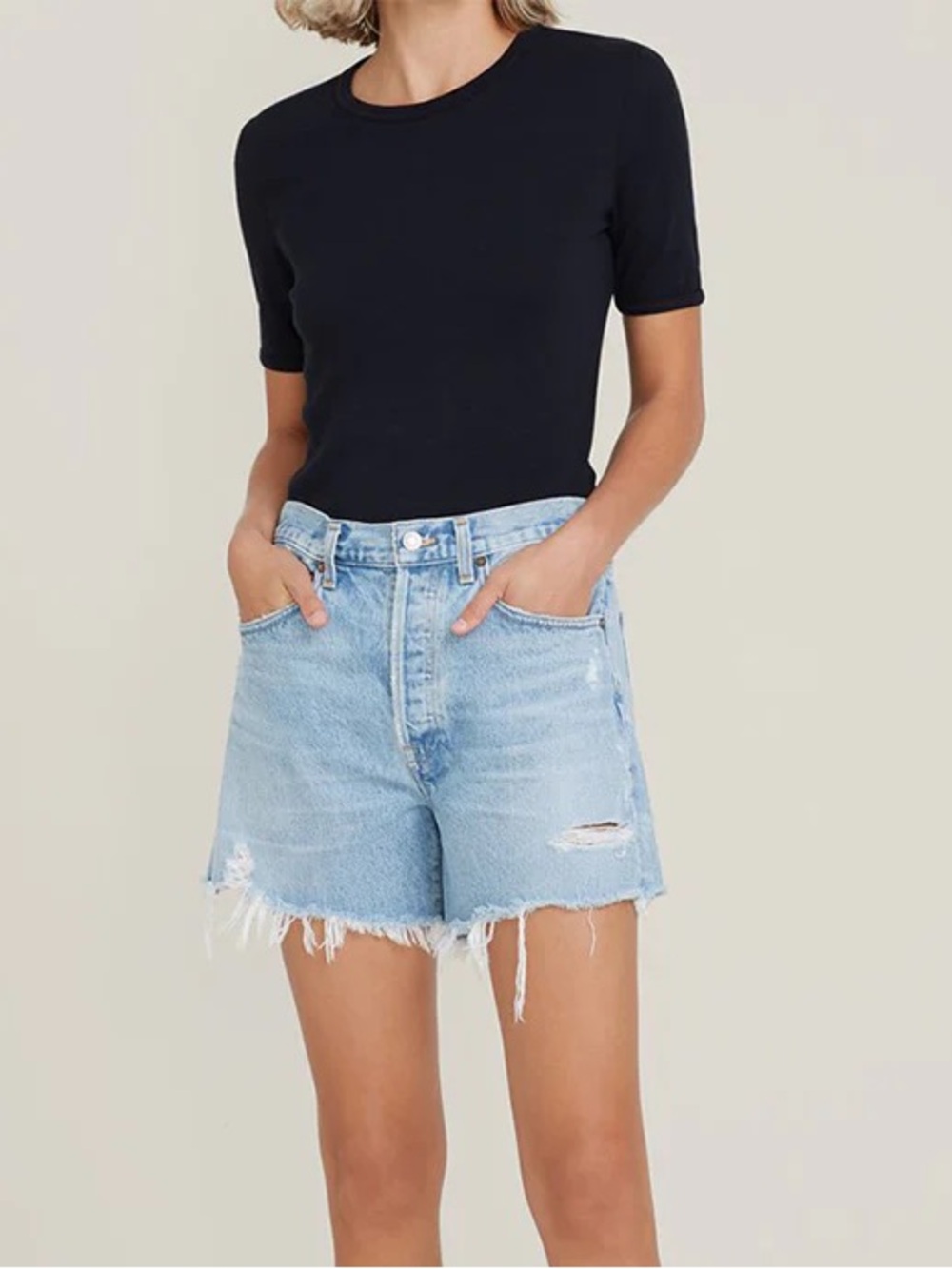 AGOLDE Parker Long Jean Shorts in Swap Meet